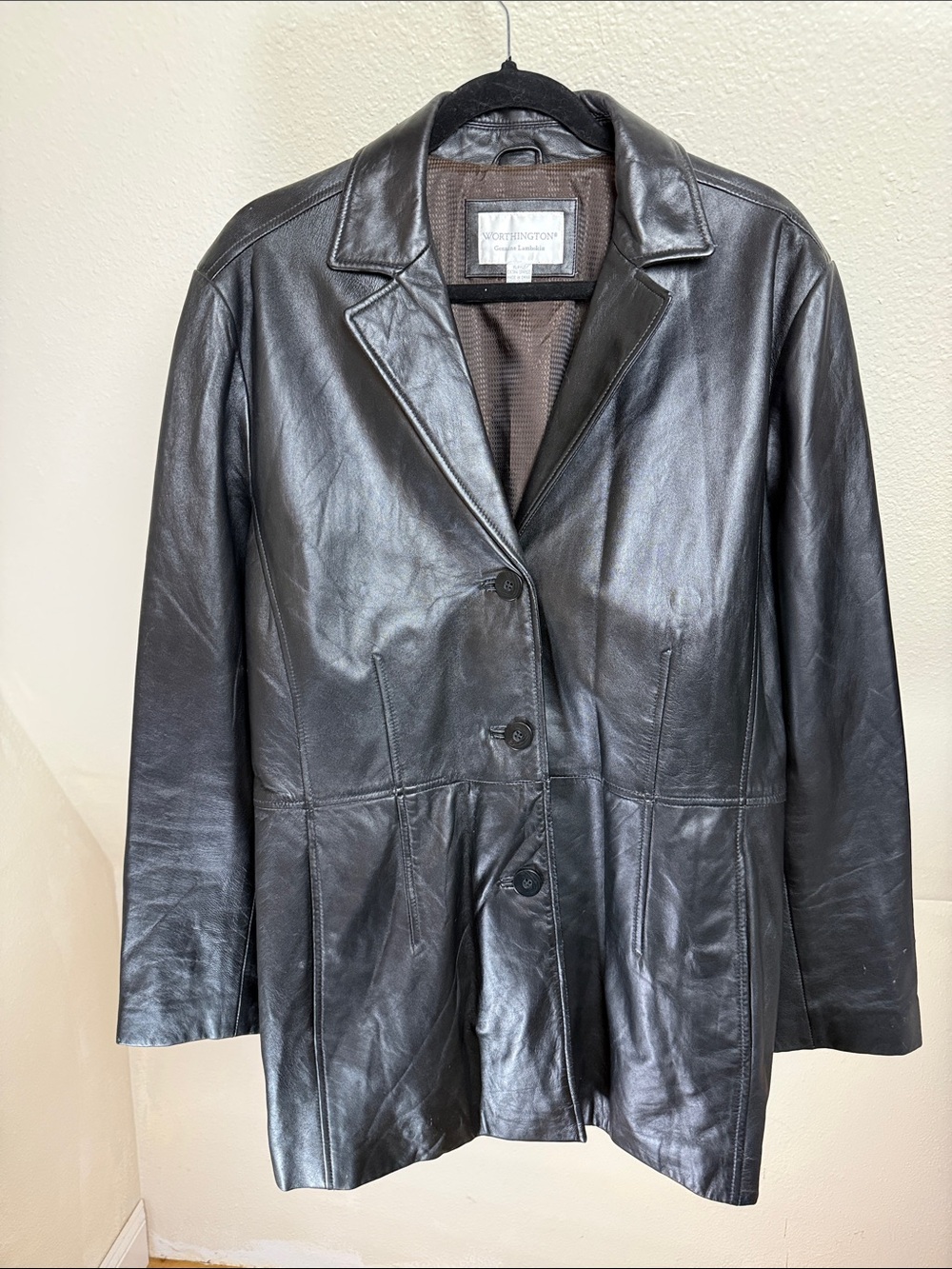WORTHINGTON 100% Lambskin Jacket, 90's,Black, Size XL